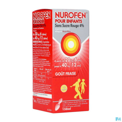 Nurofen Kind Suikervrij 4% Aardbei Orale Susp150ml