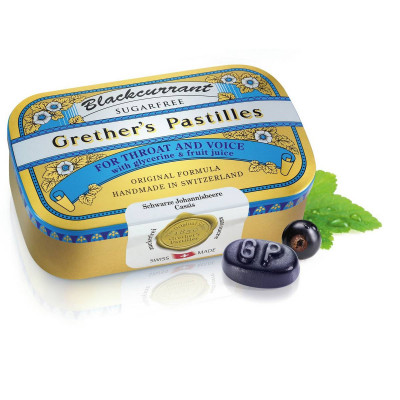 Grethers Pastilles Blackcurrant Suikervrij (110gr)