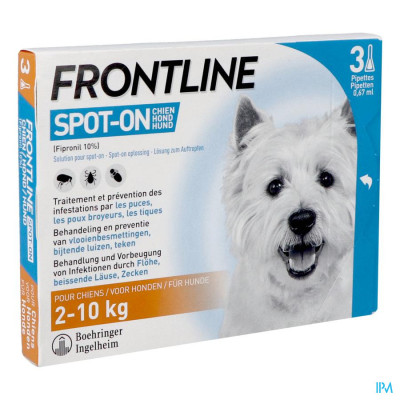 FRONTLINE® Spot On Hond S (2-10 kg) - 3 Pipetten