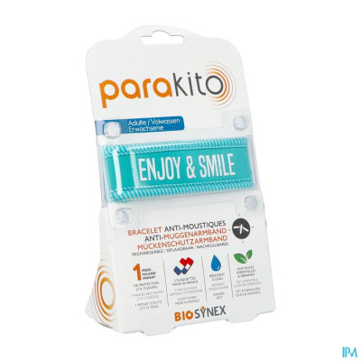 Parakito Anti-Muggenarmband Navulbaar ADULT Enjoy & Smile Blauw