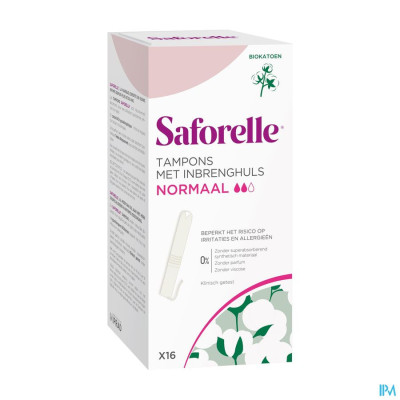 Saforelle Anti-Irritatie Bio Tampons met Inbrenghuls - Normaal (16 stuks)