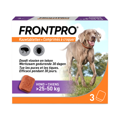 FRONTPRO® vlooien & teken bescherming voor honden >25-50 kg (3 kauwtabletten)