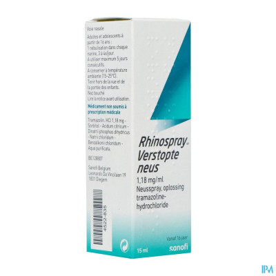 Rhinospray Neusspray Verstopte Neus (Tramazoline Hydrochloride 1,18mg/ml - 15ml)