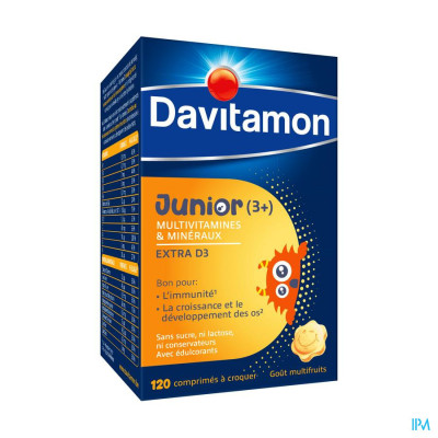 Davitamon Junior Multivitamines & Mineralen Multivruchtensmaak (120 kauwtabletten)