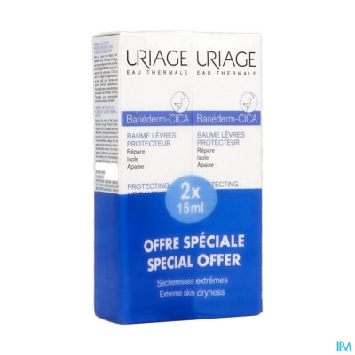 Uriage Bariederm Lippenbalsem Tube 2x15ml Promo