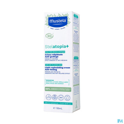 Mustela Stelatopia+ Herstellende Crème Anti-jeuk Zeer Droge tot Atopische Huid (150ml)