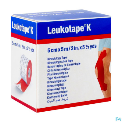 Leukotape K Kleefwindel Elast Rood 5,0cmx5m 1