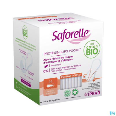 Saforelle Anti-Irritatie Bio Inlegkruisjes Pocket Formaat (24 stuks)