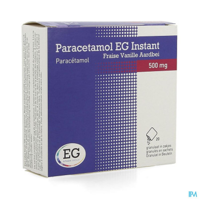 Paracetamol EG Instant 500mg Vanille-Aardbei (20 zakjes)