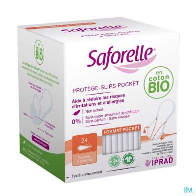 Saforelle Anti-Irritatie Bio Inlegkruisjes Pocket Formaat (24 stuks)