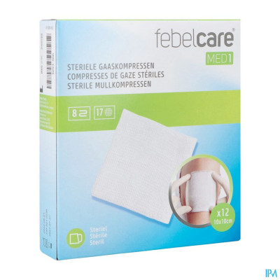 Febelcare Gaaskompres Steriel 10 x 10 cm (12 stuks)