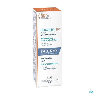 Ducray Keracnyl Fluide Uv50+ Anti-Onzuiverheden (50ml)