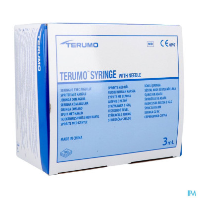 Terumo Spuit 3ml + Naald 21g 1 1/2 St 40x8mm (100 stuks)