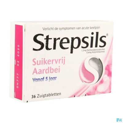 Strepsils Suikervrij Aardbeien Past 36