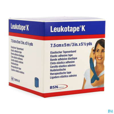 Leukotape K Kleefwindel Elast Blauw 7,5cmx5m 1