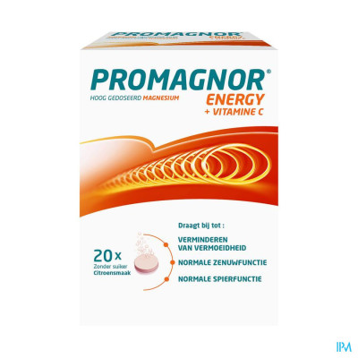 Promagnor Energy - Hoog Gedoseerd Magnesium 400mg + Vitamine C 180mg (20 bruistabletten)