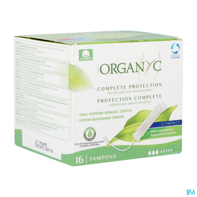 Organyc® Tampon Compact Super Biokatoen (16 stuks)