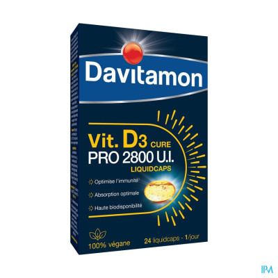 Davitamon Vitamine D3 kuur PRO 2800 (24 vegan liquidcaps)