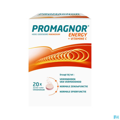 Promagnor Energy - Hoog Gedoseerd Magnesium 400mg + Vitamine C 180mg (20 bruistabletten)