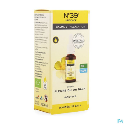 Bachbloesem Bio N°39 Noodgevallen Druppels 20ml