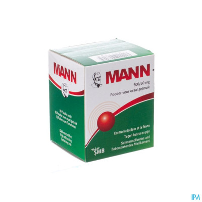 Mann 500mg Paracetamol/50mg Cafeïne Poeder (16 zakjes)