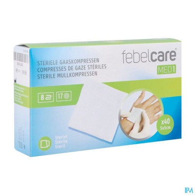 Febelcare Gaaskompres Steriel 5 x 5 cm (40 stuks)