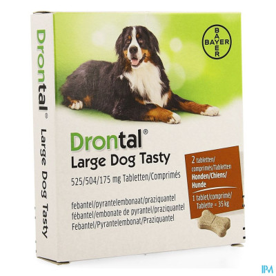 Drontal Large Dog Tasty 525/504/175mg Comp 1x2