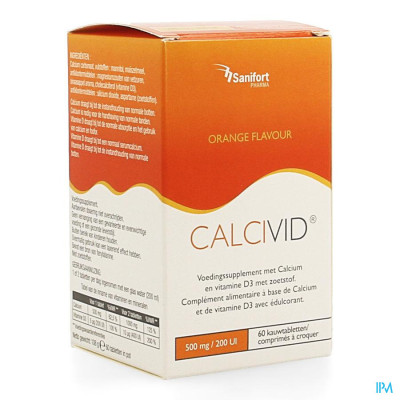 CALCIVID® 500mg/200ie Sinaasappel (60 kauwtabletten)