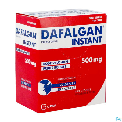 Dafalgan Instant Rode Vruchten 500mg Granulaat (20 zakjes)