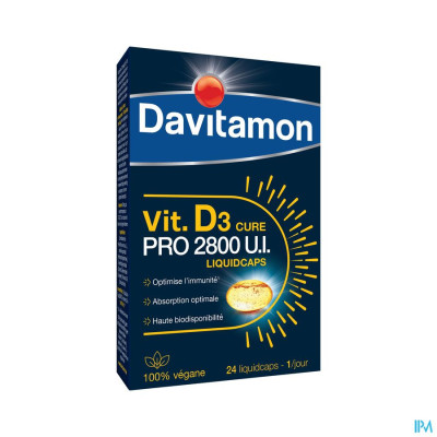 Davitamon Vitamine D3 kuur PRO 2800 (24 vegan liquidcaps)