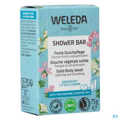 Weleda Shower Bar Geranium + Litsea Cubeba (75g)