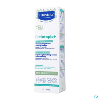 Mustela Stelatopia+ Herstellende Crème Anti-jeuk Zeer Droge tot Atopische Huid (150ml)