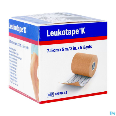 Leukotape K Kleefwindel Elast Huid 7,5cmx5m 1