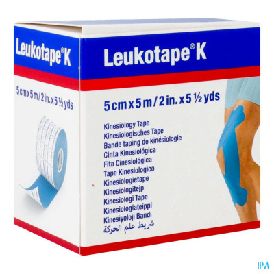 Leukotape K Kleefwindel Elast Blauw 5,0cmx5m 1