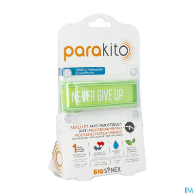 Parakito Anti-Muggenarmband Navulbaar ADULT Never Give Up