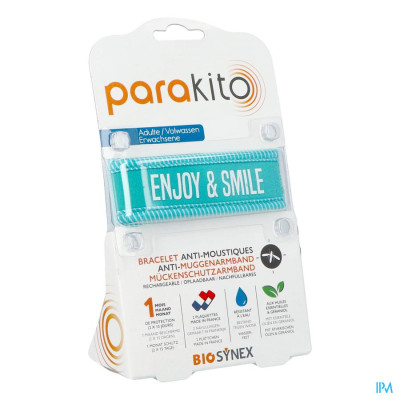 Parakito Anti-Muggenarmband Navulbaar Enjoy & Smile - Blauw