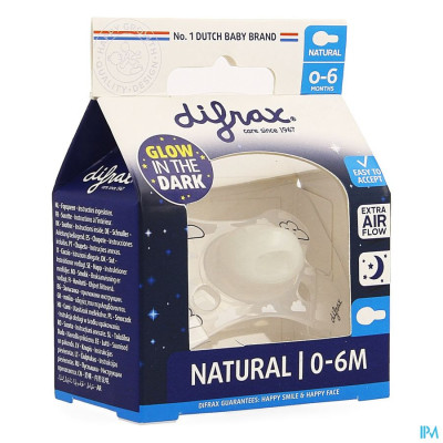 Difrax Fopspeen Natural 0-6 Nacht