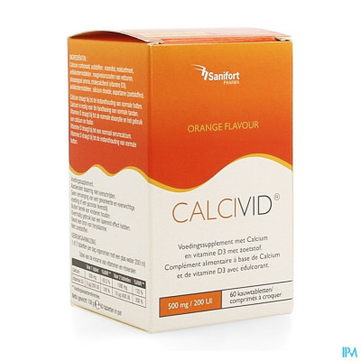 CALCIVID® 500mg/200ie Sinaasappel (60 kauwtabletten)