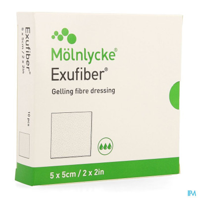 Molnlycke® Exufiber Gelling Fibre Dressing Ster 5 X 5cm 10