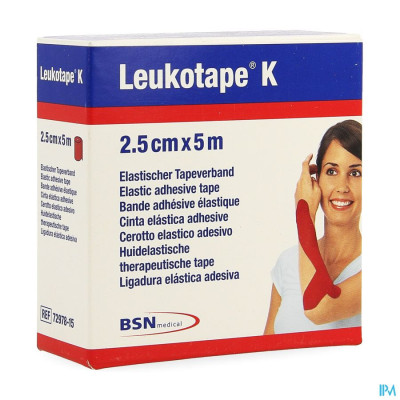 Leukotape K Kleefwindel Elast Rood 2,5cmx5m 1