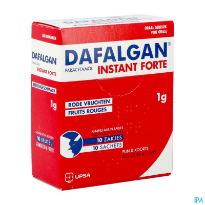 Dafalgan Instant Forte Rode Vruchten 1g Granulaat (10 zakjes)