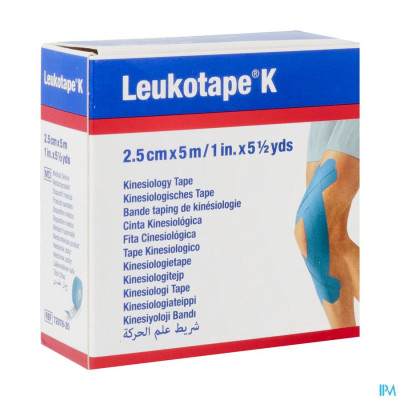 Leukotape K Kleefwindel Elast Blauw 2,5cmx5m 1