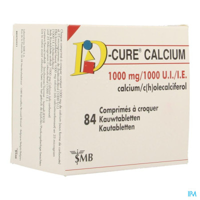 D Cure Calcium 1000mg/1000ui Kauwtabl 84