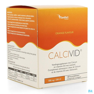 CALCIVID® 500mg/200ie Sinaasappel (168 kauwtabletten)