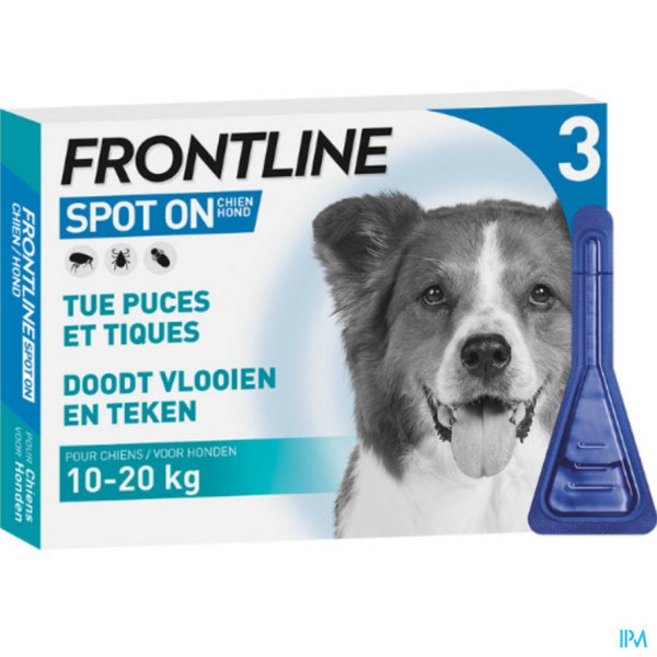 Kaal Dronken worden Mening Frontline Spot On Hond 10-20kg Pipet 3x1,34ml online kopen of afhalen in  Aarschot | De Zorgapotheek | De Zorgapotheek